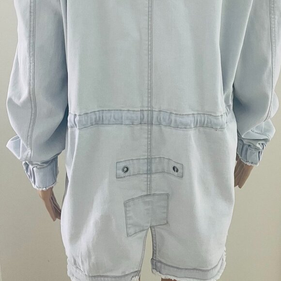 Coalition LA Distressed Denim Hooded Jacket Size Small - Picture 7 of 9